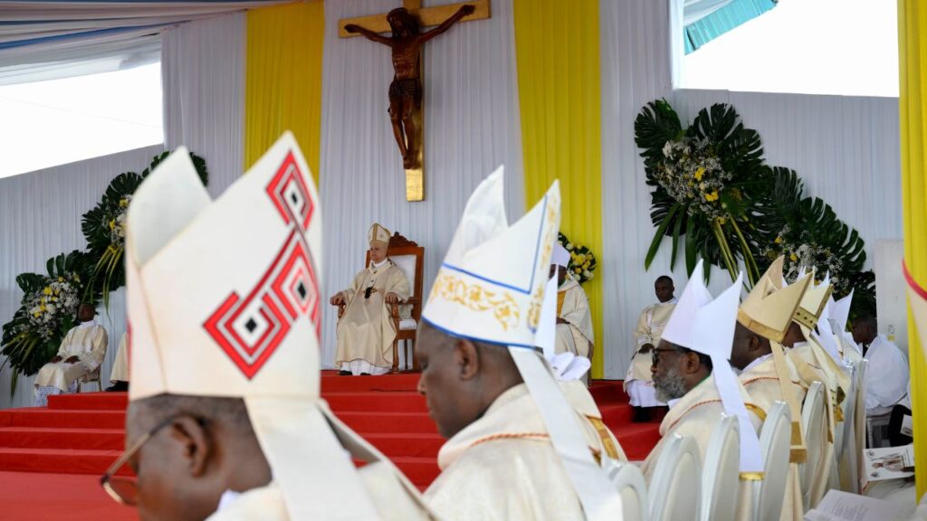 Pope Leo XIV presides at Mass in Japoma Stadium in Douala, Cameroon, on Friday, April 17, 2026. | Credit: Vatican Media