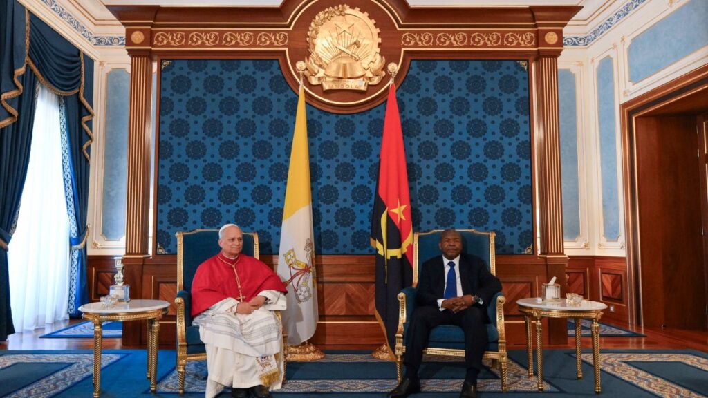 Pope Leo XIV meets with Angolan President João Manuel Gonçalves Lourenço in Luanda, Saturday, April 18, 2026. | Credit: Vatican Media