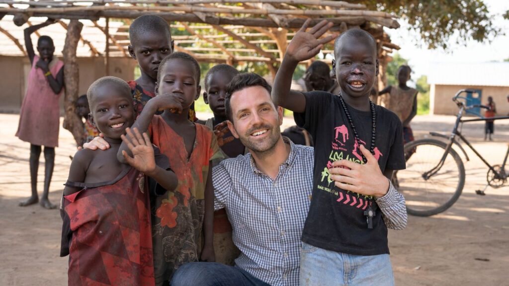 Colm Flynn poses some of the children he met during his visit to South Sudan. (Photo: Colm Flynn )