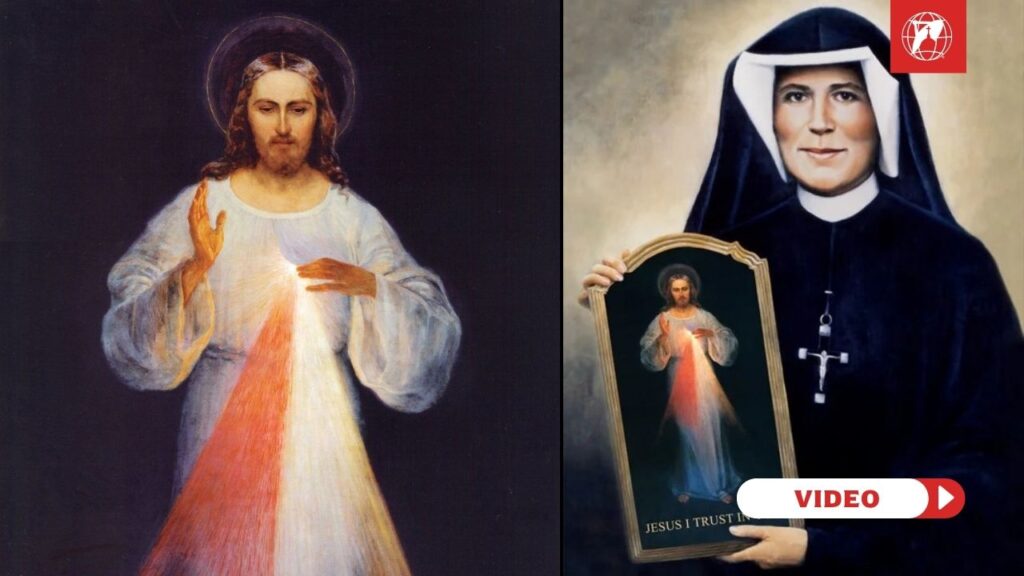 Portrait of St. Faustina and the Divine Mercy Image. Credit: EWTN Vatican.