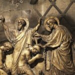 CARCERE MAMERTINO DI ROMA SANTI PIETRO E PAOLO BENEDIZIONE BASSORILIEVO