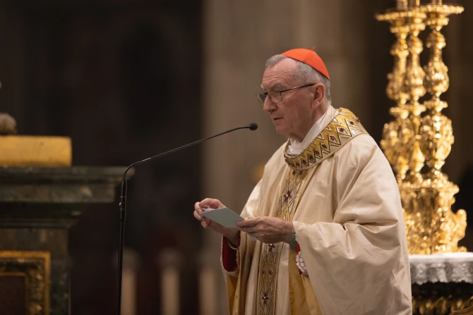 Cardinal Pietro Parolin celebrates a Mass for peace in Ukraine on Nov. 17, 2022, in the Basilica of St. Mary Major in Rome. | Credit: Daniel Ibáñez/EWTN