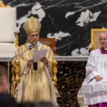 Pope Leo XIV celebrates a Mass of episcopal consecration at the Altar of the Chair in St. Peter's Basilica on Oct. 26, 2025. | Credit: Daniel Ibanez/EWTN