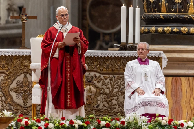 Pope Leo XIV addresses the audience in his homily at a Mass on Oct. 27, 2025, marking both the start of the academic year at Rome’s pontifical universities and the opening day of the Jubilee of the World of Education. | Credit: Daniel Ibañez/EWTN