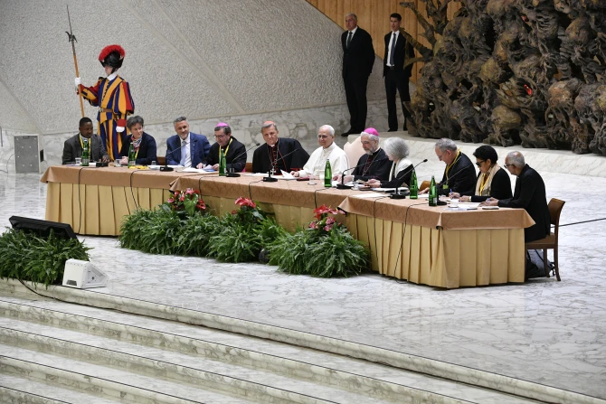 Pope Leo XIV speaks to participants in the Jubilee of Synodal Teams and Participatory Bodies on Oct. 24, 2025, in the Paul VI Audience Hall at the Vatican. | Credit: Vatican Media