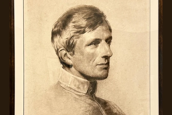 A portrait of a young St. John Henry Newman hangs in Cathedral High School, part of the Ordinariate of the Chair of St. Peter, in Houston. | Credit: Amira Abuzeid/CNA