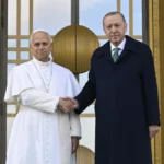 Pope Leo XIV with Turkish President Recep Tayyip Erdoğan in Ankara, Turkey, on November 27, 2025. | Vatican Media