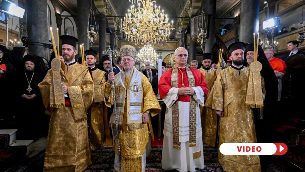 Pope Leo attends Divine Liturgy with Ecumenical Patriarch on the Feast of Saint Andrew. Credit: Vatican Media