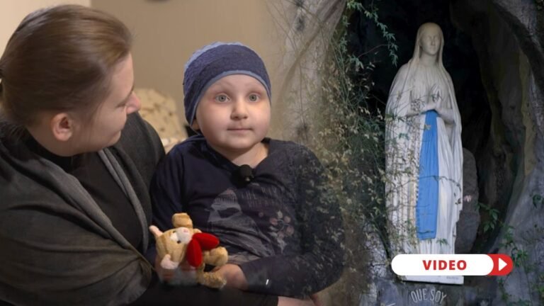 Marysia and her mother, Agata Szlązak. Our Lady of Lourdes. Credit: EWTN Vatican