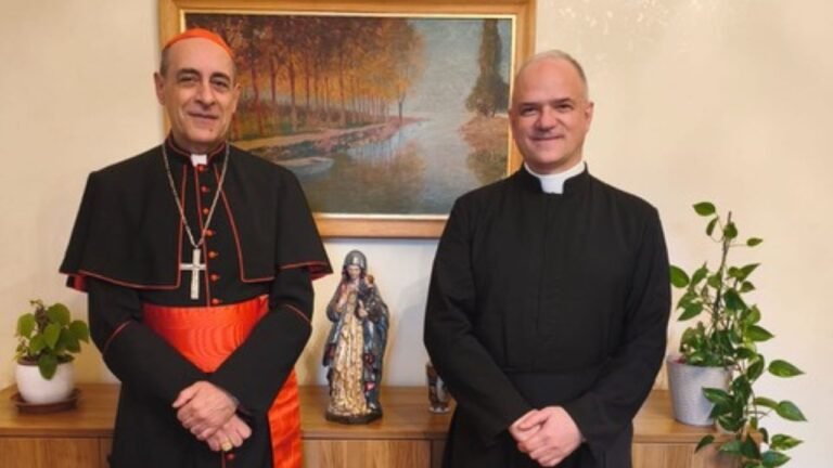Cardinal Victor Manuel Fernández, prefect of the Dicastery for the Doctrine of the Faith, and Father Davide Pagliarani, superior general of the Society of St. Pius X (SSPX) | Credit: Dicastery for the Doctrine of the Faith