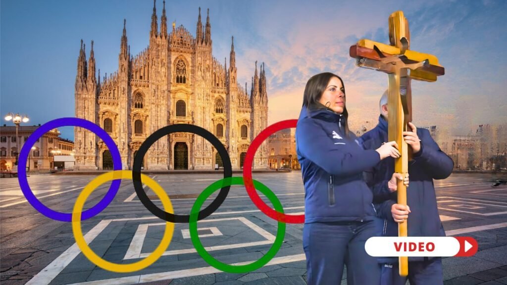 Facade of Milan's Cathedral. Credit: Canva. Olympic Cross. Credit: EWTN Vatican.