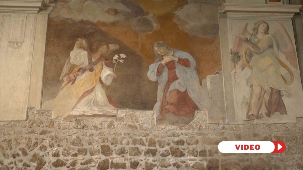 Fresco of the Annunciation of Mary in the cloister of Santa Maria sopra Minerva in Rome. Credit: EWTN Vatican