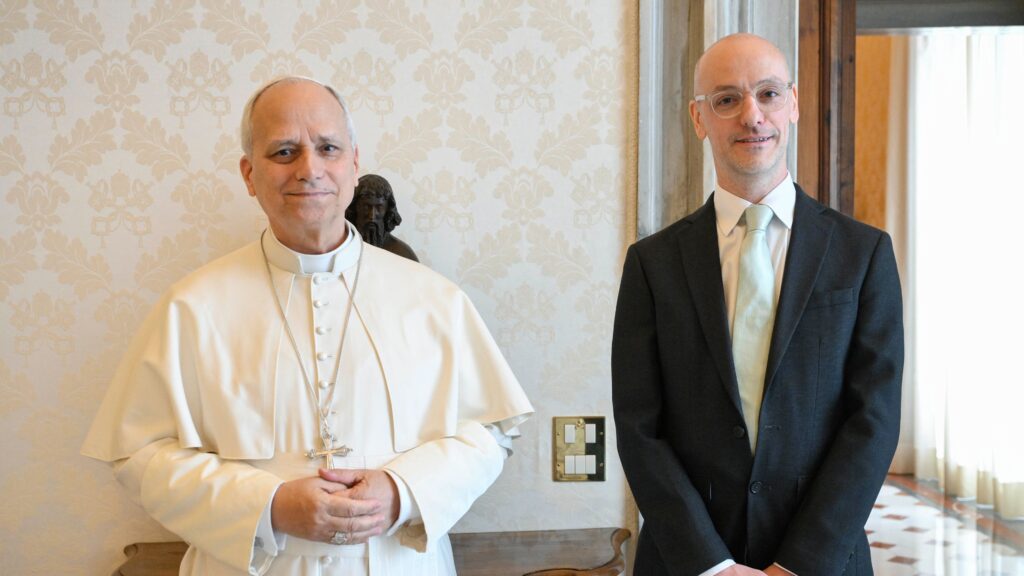Pope Leo XIV meets British journalist and author Gareth Gore