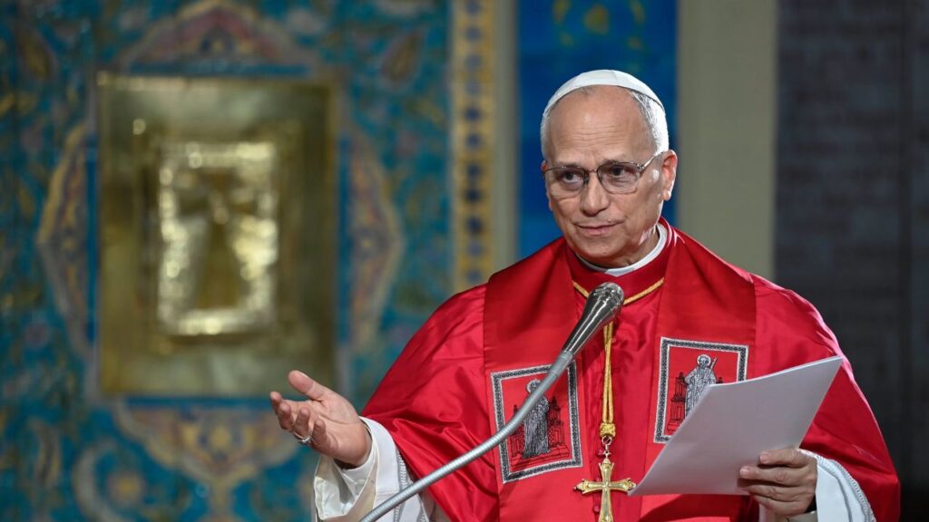 Pope Leo XIV speaks at the Basilica of Our Lady of Africa in Algiers, Algeria, Monday, April 13, 2026. | Credit: Vatican Media