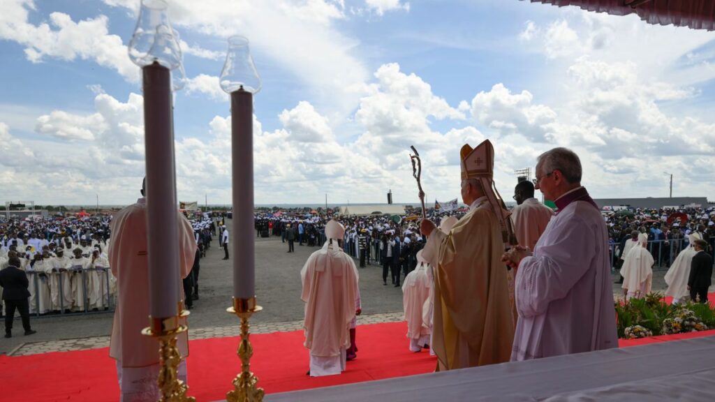 Pope Leo XIV celebrates Mass in Saurimo, Angola, on April 20, 2026. Credit: Vatican Media.