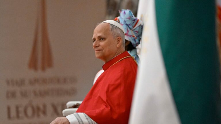 Pope Leo XIV listens during a meeting with civil leaders at Malabo, Equatorial Guinea, on Tuesday, April 21, 2026. | Credit: Vatican Media