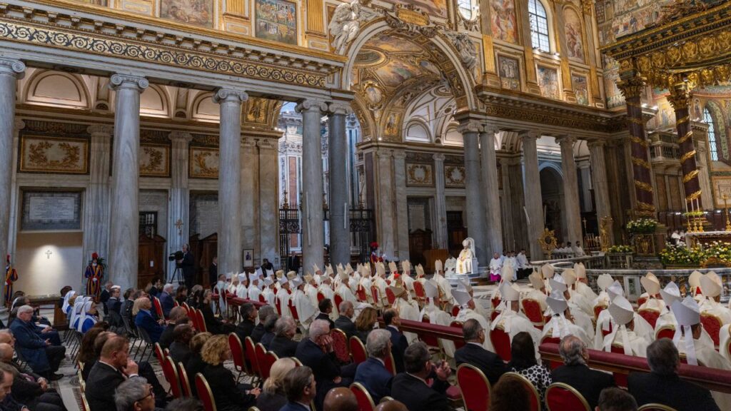 Cardinals, bishops, and laypeople attend Mass for the first anniversary of the death of Pope Francis at the Basilica of St. Mary Major in Rome on April 21, 2026. | Credit: Daniel Ibanez/EWTN News