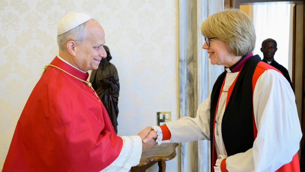 Pope Leo XIV meets Archbishop of Canterbury Sarah Mullally at the Vatican on April 27, 2026. | Credit: Vatican Media