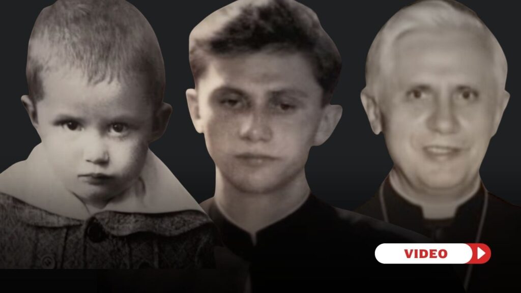 Images of Joseph Ratzinger throughout his life. Screenshot: EWTN Vatican