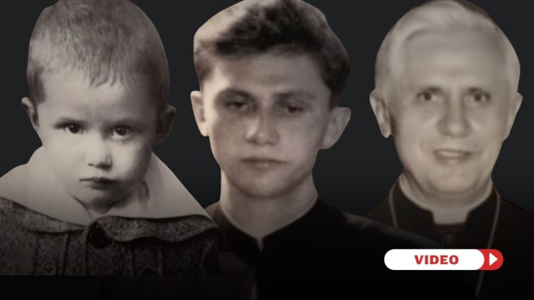 Images of Joseph Ratzinger throughout his life. Screenshot: EWTN Vatican