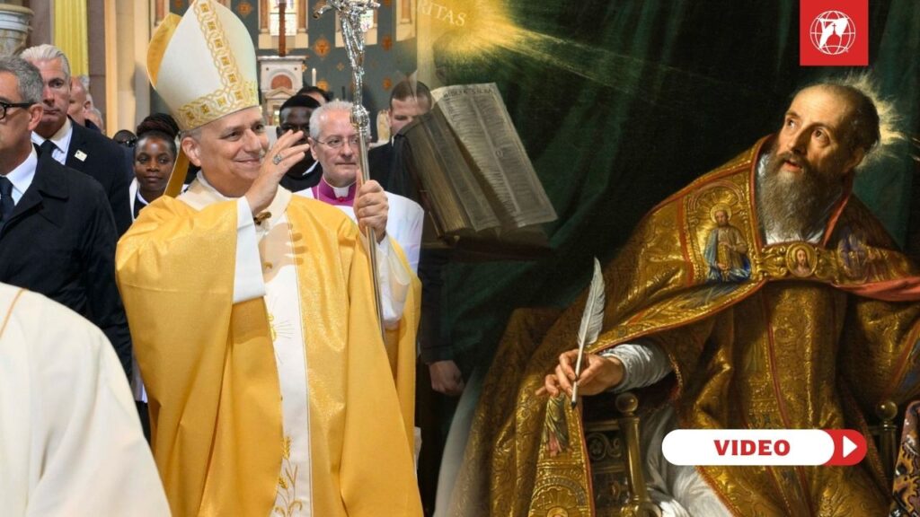 Pope Leo's recession at the Basilica of St. Augustine. Credit: Vatican Media. St. Augustine (Public Domain).