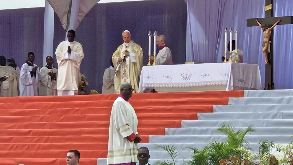 Pope Leo XIV celebrates Mass in Kilamba, Angola, on April 19, 2026. | Credit: Marco Mancini/EWTN