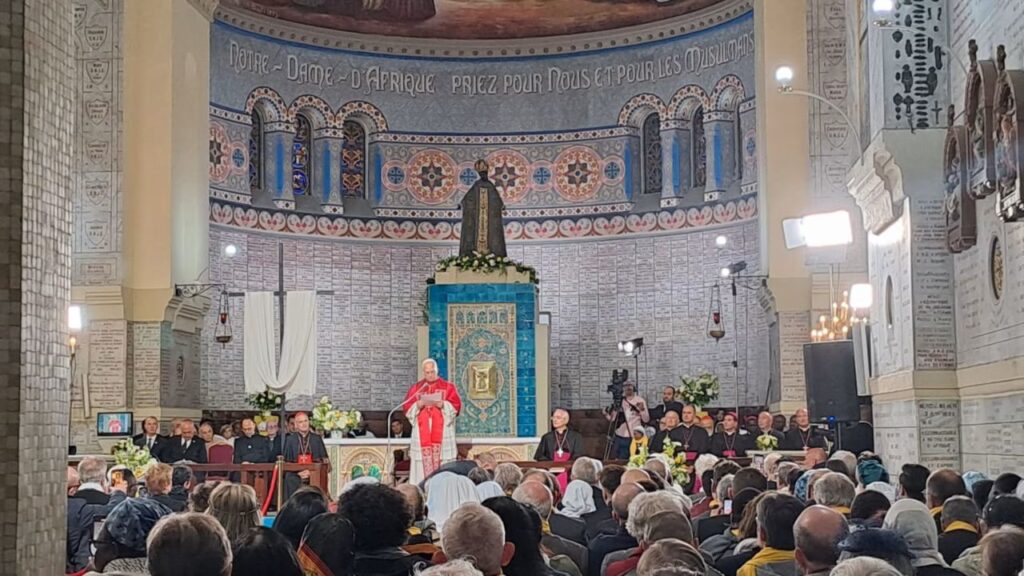 Pope Leo XIV meets with Algerians in the Basilica of Our Lady of Africa in Algiers, Algeria, on April 13, 2026. Credit: AIGAV Pool.