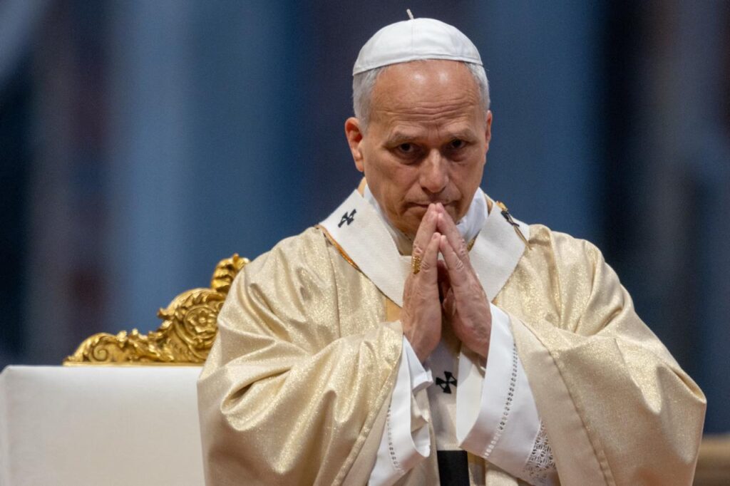 Pope Leo XIV pausing in prayer at the ordination of priests in St. Peter's Basilica on Good Shepherd Sunday, April 26, 2026 | Credit: Daniel Ibanez | EWTN News