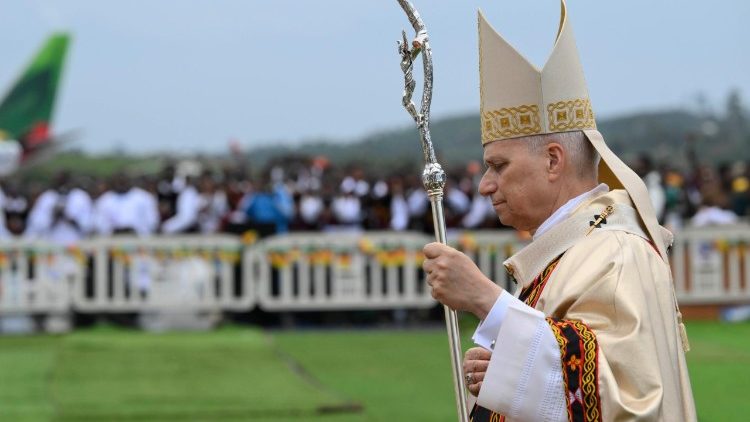 Pope Leo XIV celebrating Holy Mass at the Bamenda Airport, in Cameroon. Credit: Vatican Media