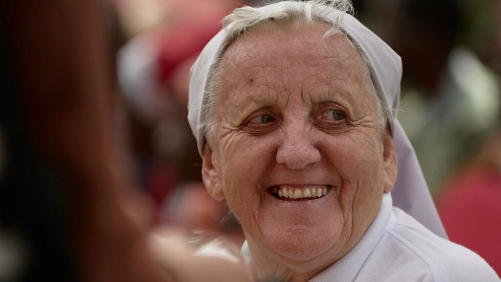 Pope Leo XIV visits a nursing home in Saurimo, Angola, on April 20, 2026. Credit: Patrick Leonard/EWTN News.
