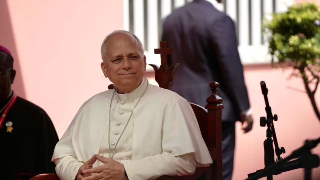 Pope Leo XIV visits a nursing home in Saurimo, Angola, on April 20, 2026. Credit: Patrick Leonard/EWTN News.
