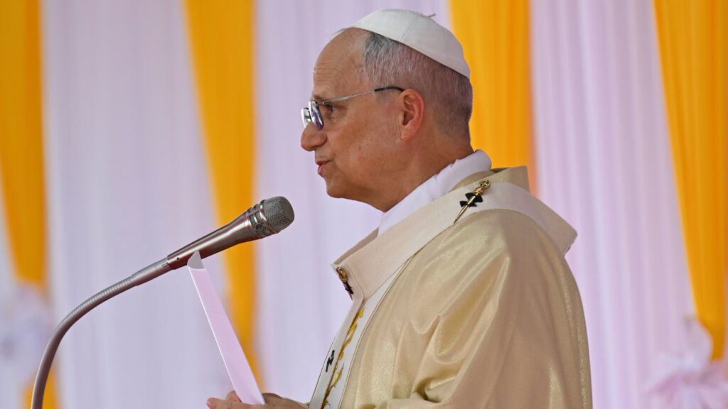 Pope Leo XIV celebrates Mass in Saurimo, Angola, on April 20, 2026. Credit: Vatican Media.