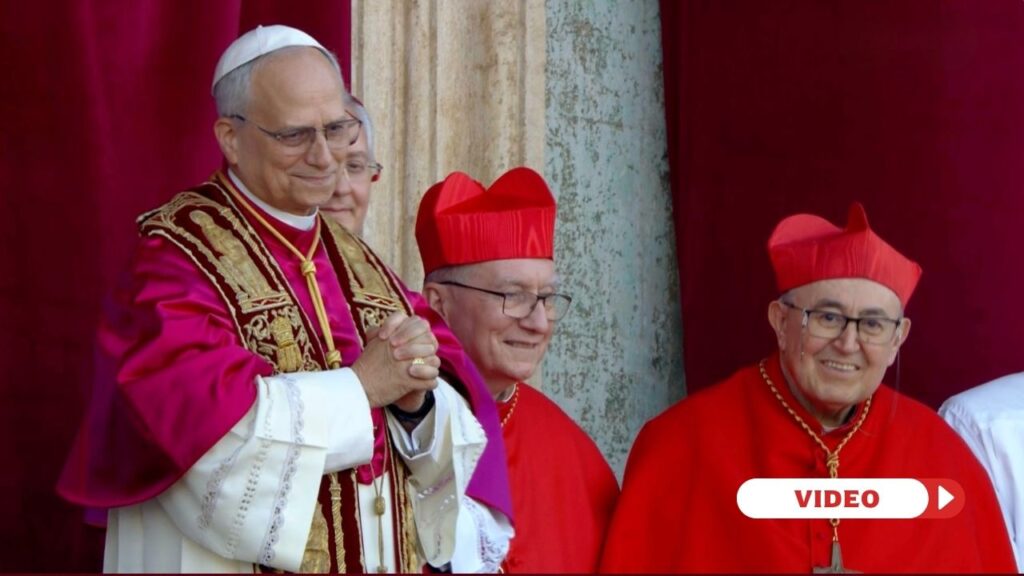 Screenshot of EWTN Vaticano of Pope Leo's first moments as Pope on May 8, 2025. Credit: EWTN Vatican