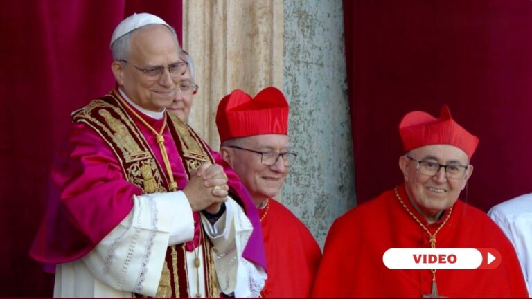 Screenshot of EWTN Vaticano of Pope Leo's first moments as Pope on May 8, 2025. Credit: EWTN Vatican