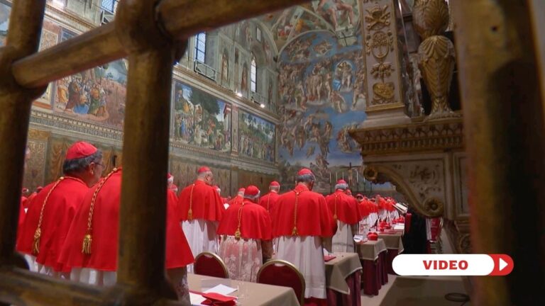 Cardinals gather in the Sistine Chapel. Credit: Screenshot EWTN Vatican