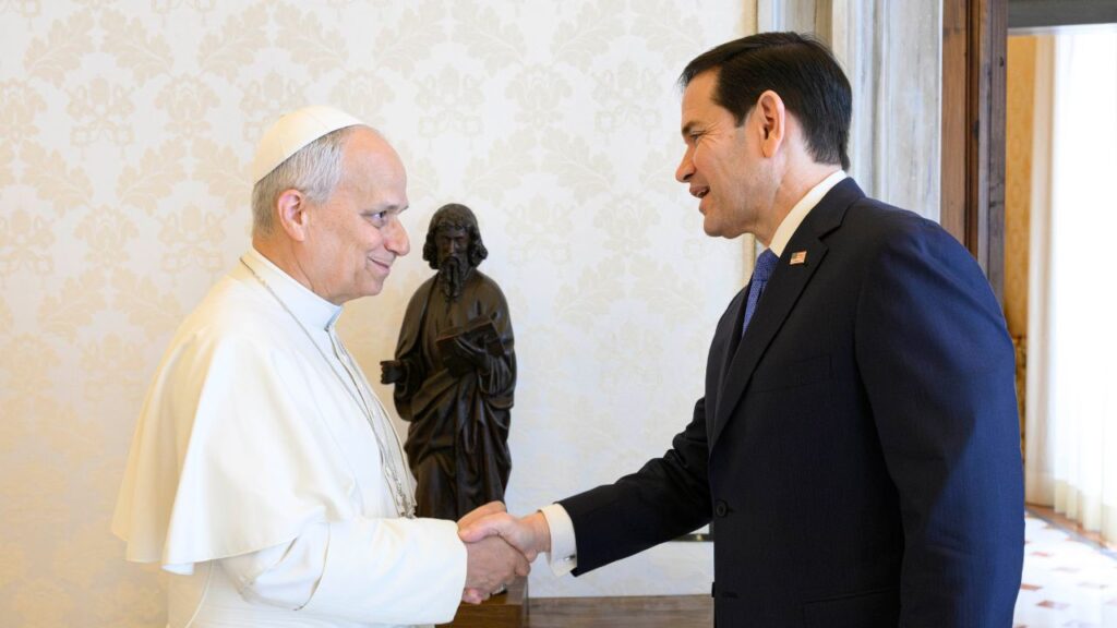 U.S. Secretary of State Marco Rubio meets Pope Leo XIV at the Vatican, Thursday, May 7, 2026. | Credit: Vatican Media