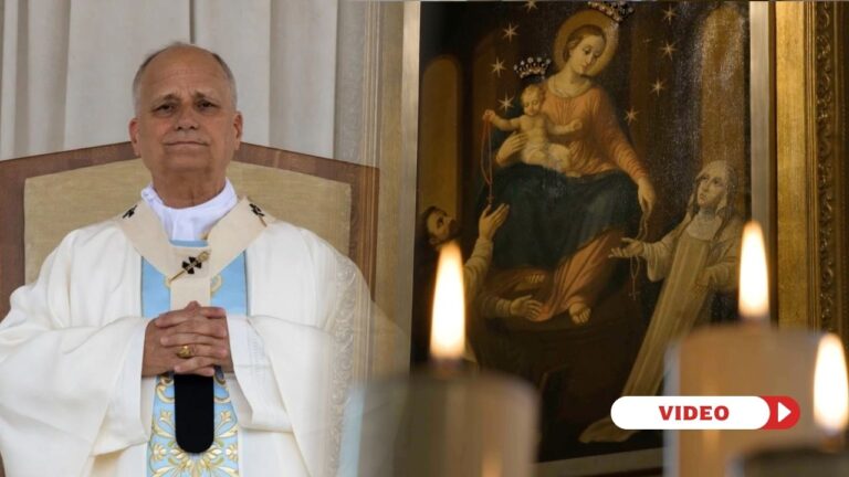Pope Leo celebrates Mass at the Shrine of Our Lady of the Rosary in Pompeii, Italy. Credit: Vatican Media. Screenshot of Vaticano. Credit: EWTN Vatican.