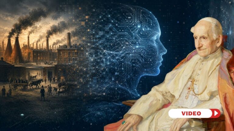 Image blended with ChatGPT, overlaid with public domain portrait of Pope Leo XIII.