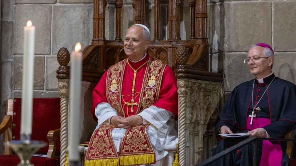 Pope Leo XIV at the Cathedral of the Holy Cross and St. Eulalia in Barcelona, Spain, on June 9, 2026. | Credit: Daniel Ibáñez/EWTN News