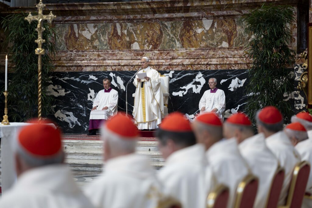 Pope Leo XIV celebrates the opening Mass of an extraordinary consistory of cardinals, the second of his pontificate, in St. Peter's Basilica on June 26, 2026. | Credit: Vatican Media
