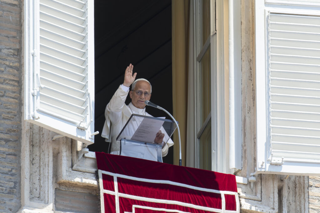 Pope Leo XIV greets pilgrims gathered in St. Peter's Square at the Vatican for the recitation of the Angelus on June 28, 2026. | Credit: Vatican Media