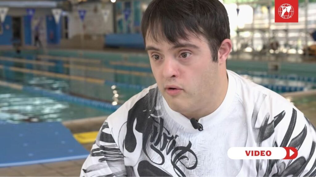 Gabriele Di Bello, Special Olympics Swimmer, during his interview with EWTN Vatican. Credit: EWTN Vatican