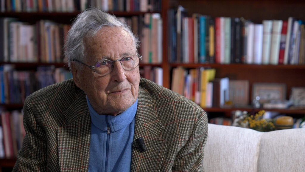 David Willey, a longtime BBC correspondent who covered Rome and the Vatican for more than five decades, speaks with EWTN News in his home in Trevignano Romano, Italy, on Feb. 11, 2026. Willey died in Italy on July 11, 2026, at the age of 93. | Credit: Fabio Gonnella/EWTN News