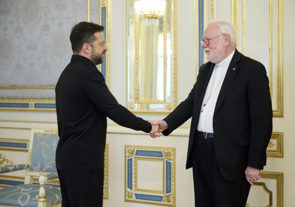 Archbishop Paul Richard Gallagher, the Holy See’s secretary for relations with states and international organizations, meets with Ukrainian President Volodymyr Zelenskyy in Kyiv on July 20, 2026. | Credit: Embassy of Ukraine to the Holy See.