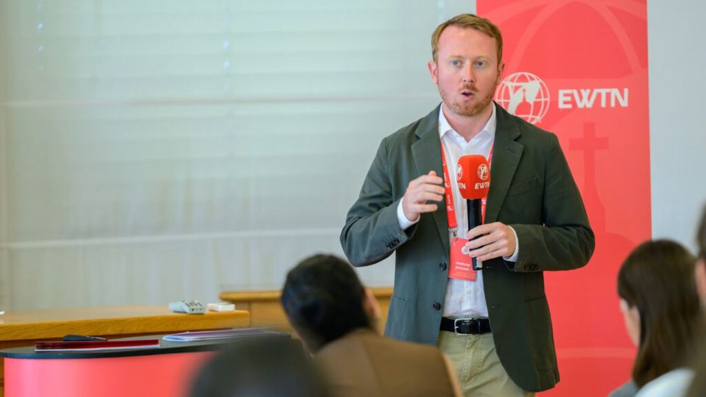 Anthony Johnson, a co-founder and program director of the EWTN Summer Academy, speaks at the academy in Rome on June 23, 2026. | Credit: Lemmy Ogbonnaya Ijioma/EWTN Summer Academy