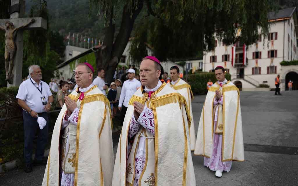 Bishops of the Society of St. Pius X take part in the consecration of four new bishops at the society’s seminary in Écône, Switzerland, on July 1, 2026. | Credit: Society of St. Pius X