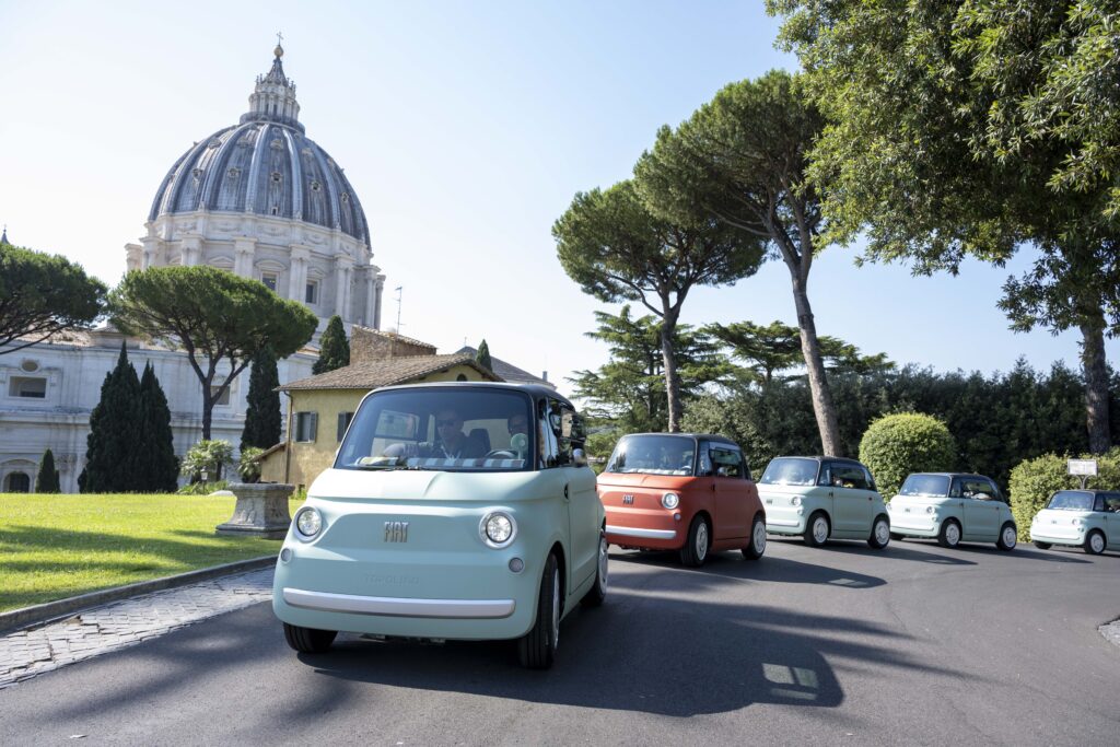 Electric vehicles donated by Fiat to the Vatican. | Credit: Governorate of Vatican City State