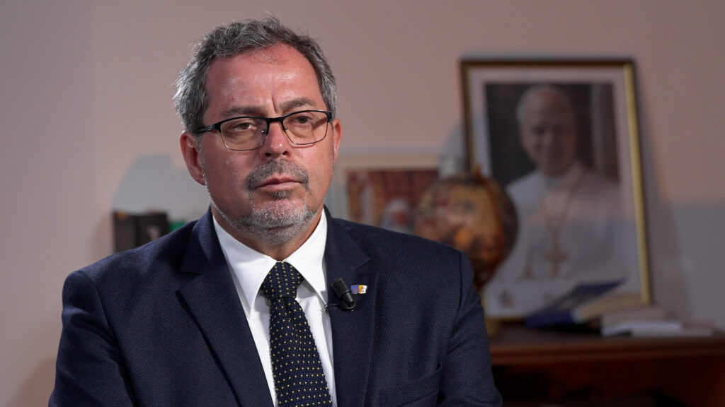Ukraine’s ambassador to the Holy See, Andrii Yurash, during an interview on July 24, 2026. | Credit: “EWTN Noticias”