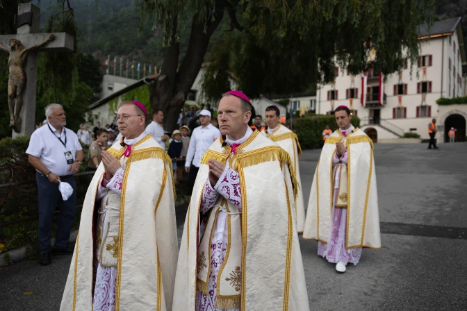 Society of St. Pius X clergy process during the consecration ceremony of four new bishops of the society on July 1, 2026, in Ecône, Switzerland. | Credit: Society of St. Pius X
