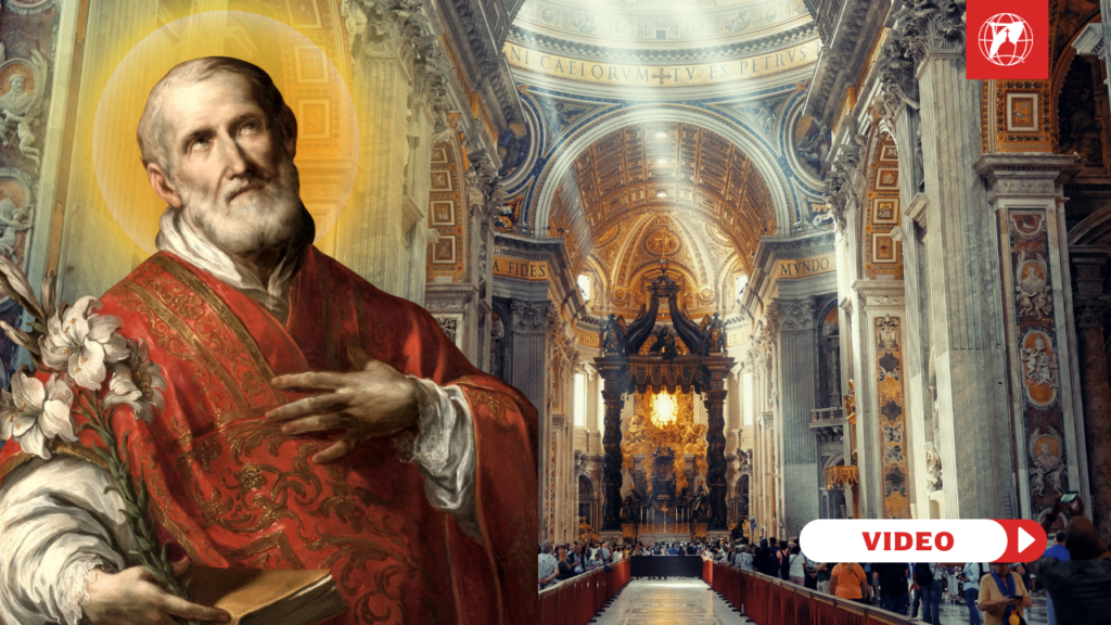 St. Philip Neri by Sebastiano Conca (Public Domain), image compiled in Canva by Jacob Stein.